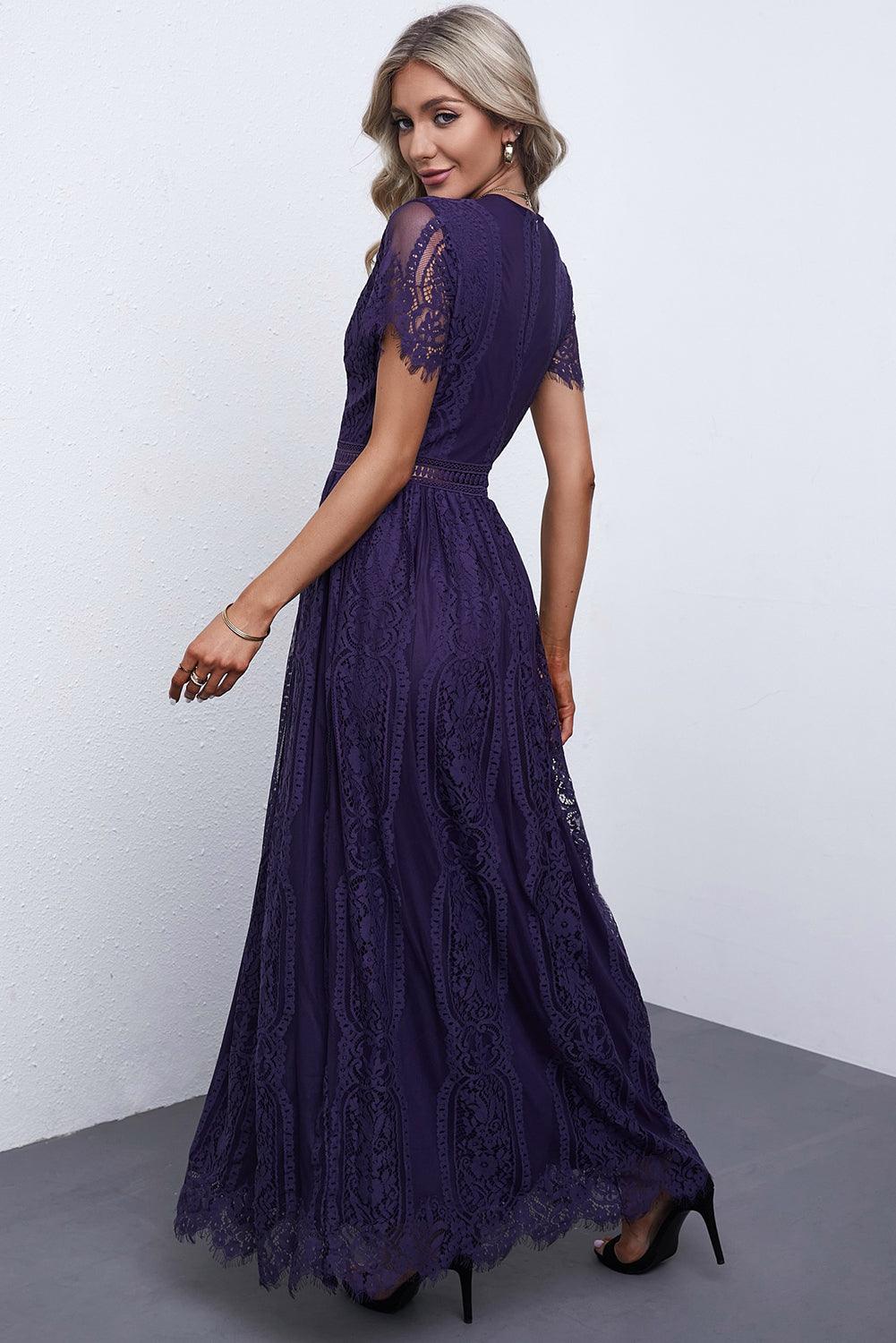 Adèle - Robe maxi en dentelle - Col V, Femme