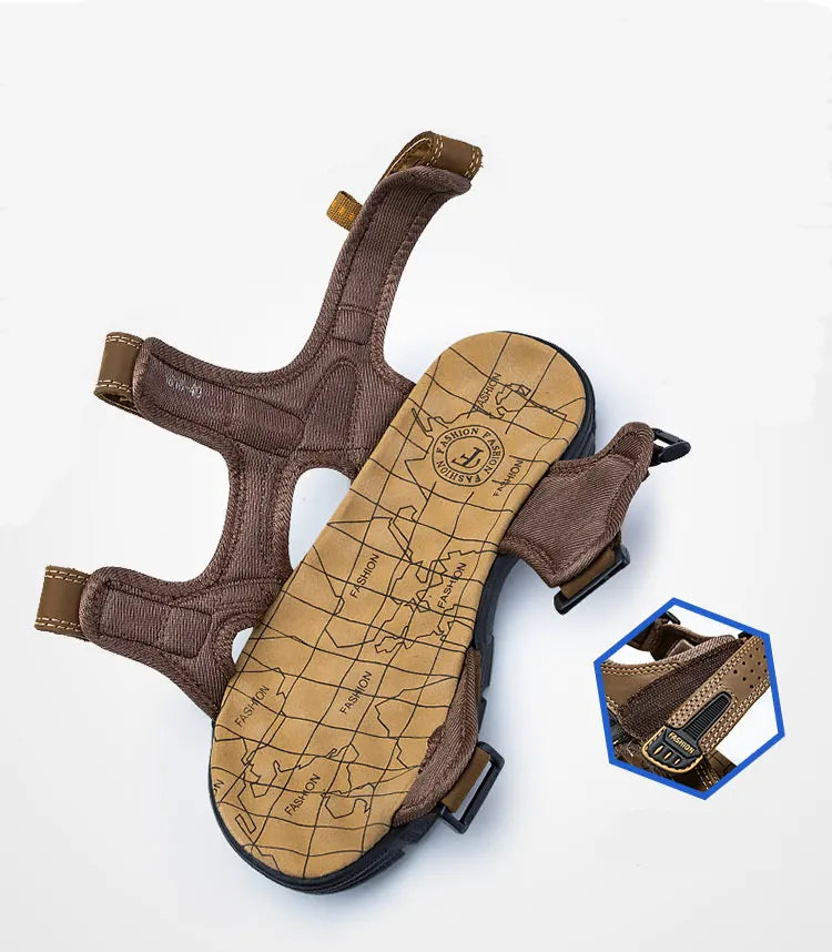 Bruno - Sandales Cuir Confortables Homme