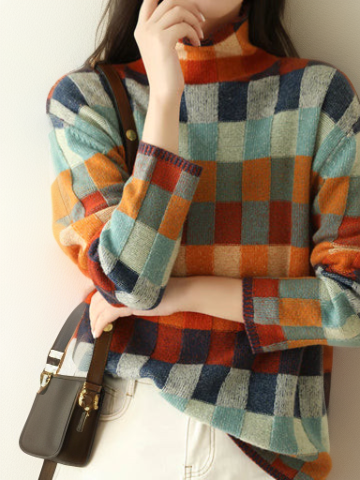 Aurélie - Pull Chic Imprimé Col Roulé