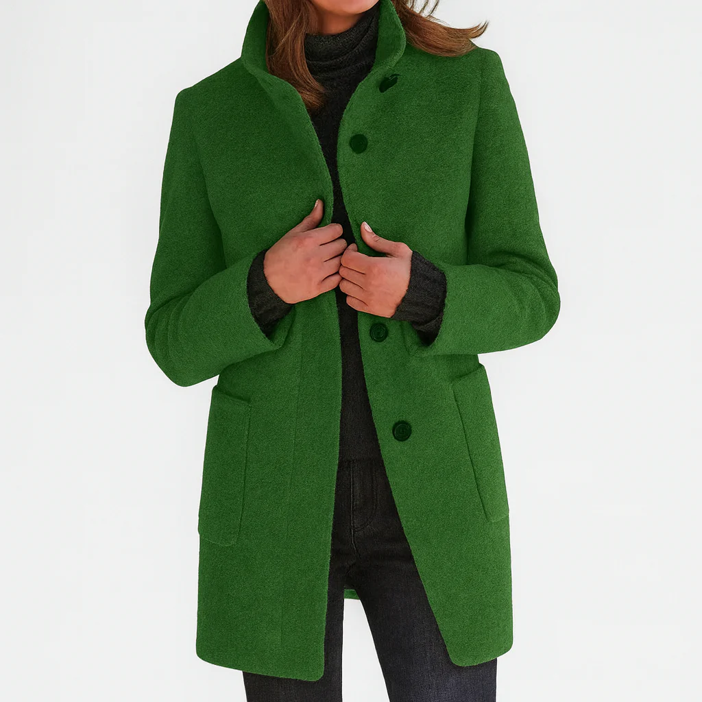 Sandrine | Manteau Élégant Laine Mi-Long