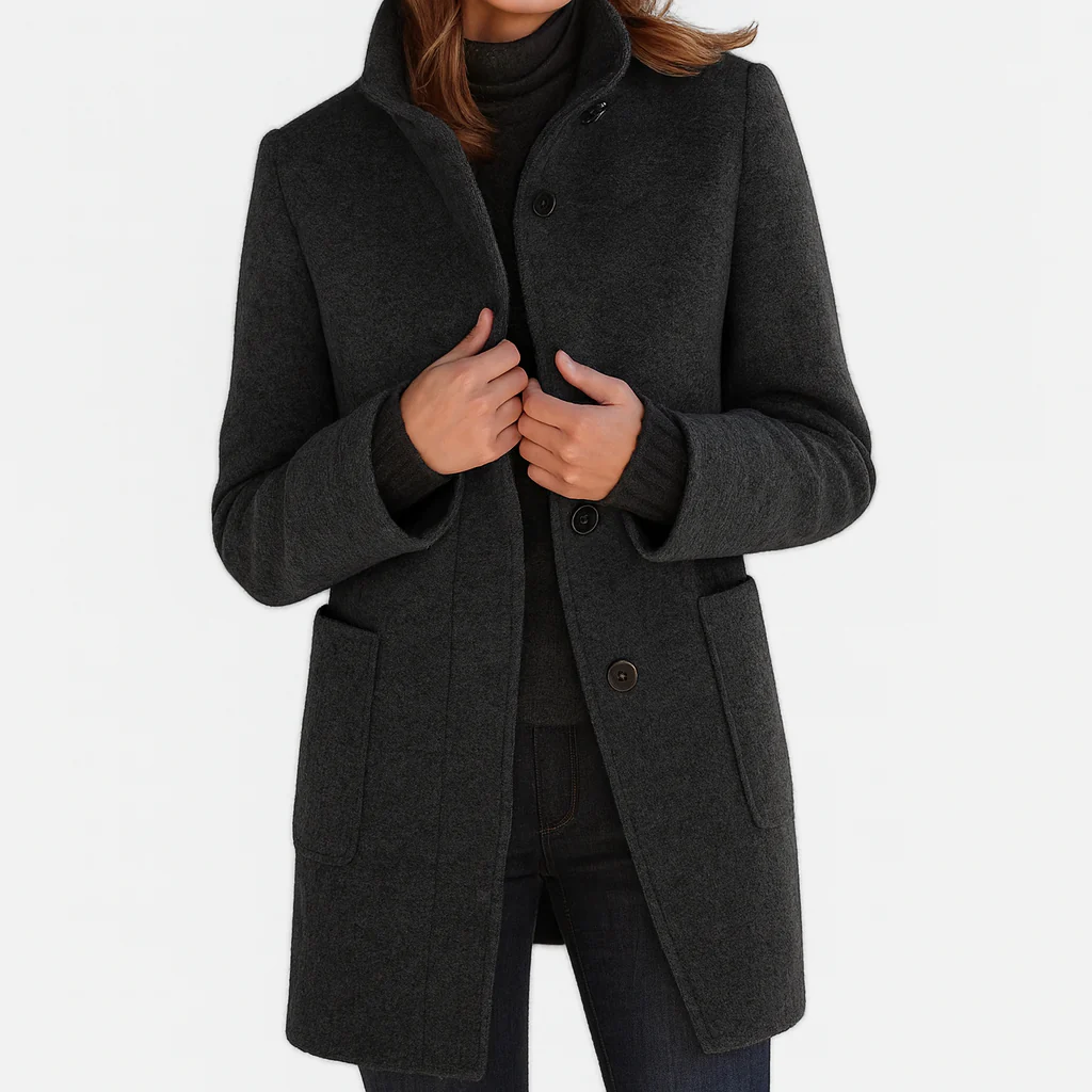 Sandrine | Manteau Élégant Laine Mi-Long