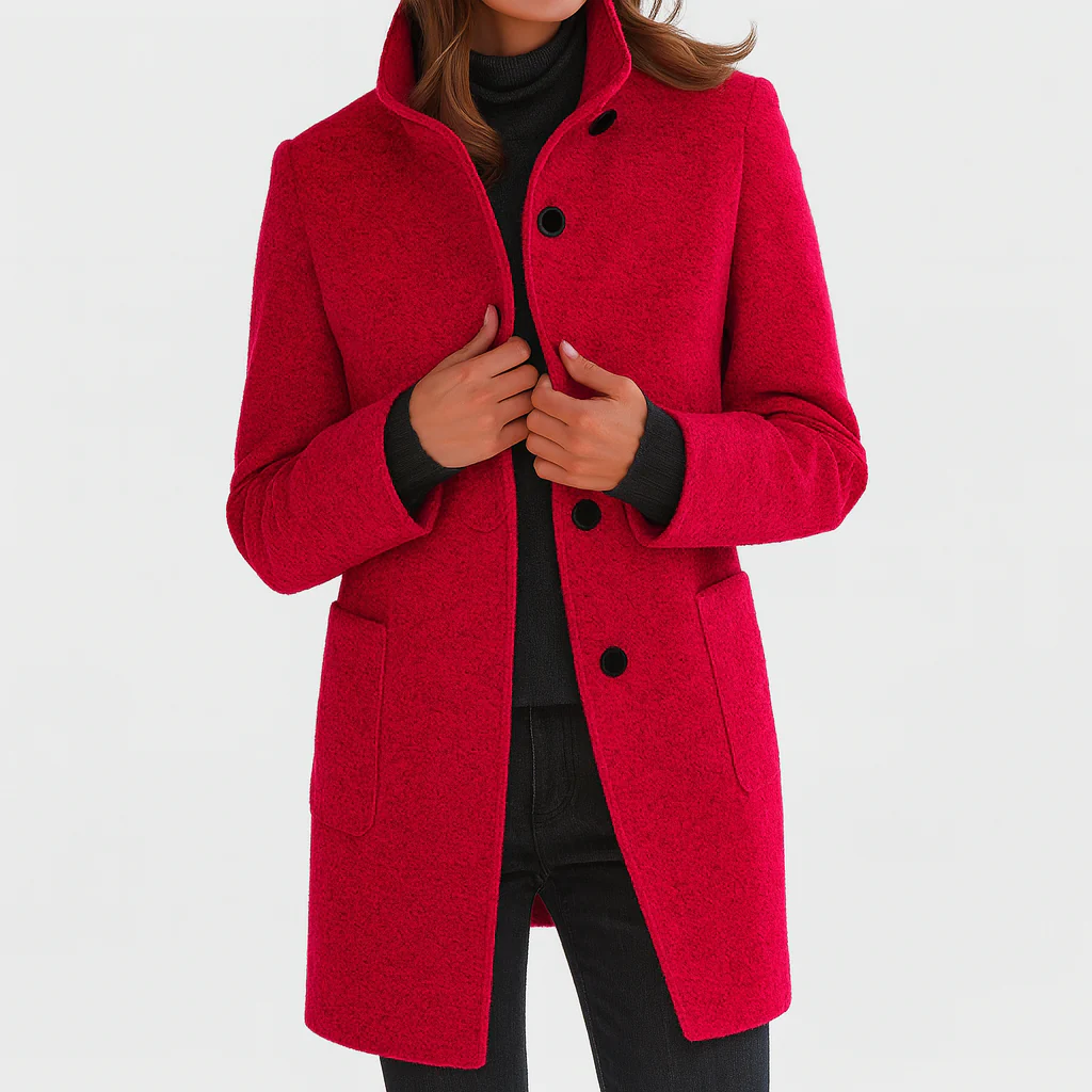 Sandrine | Manteau Élégant Laine Mi-Long