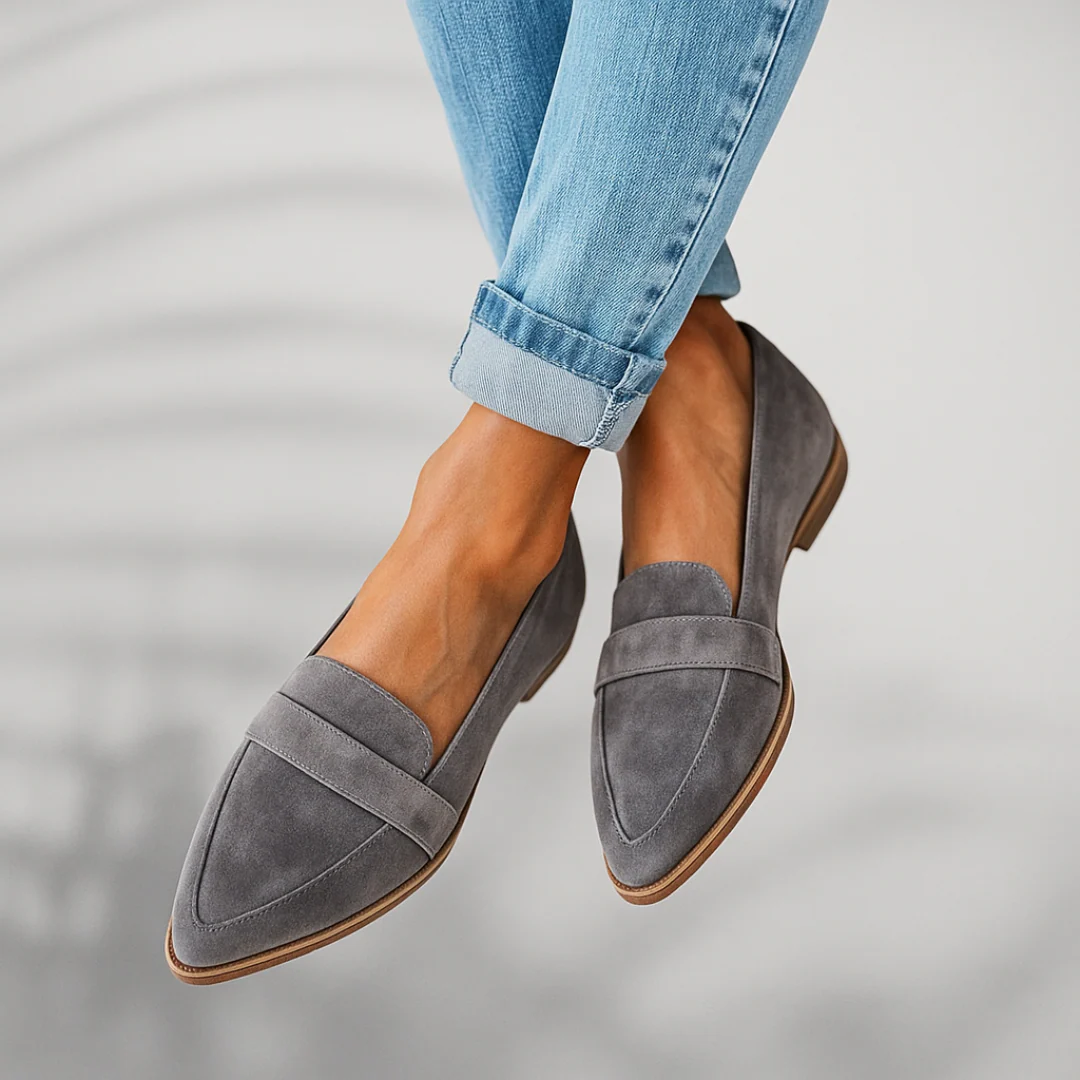 Adèle | Mocassins Élégants Daim Plats