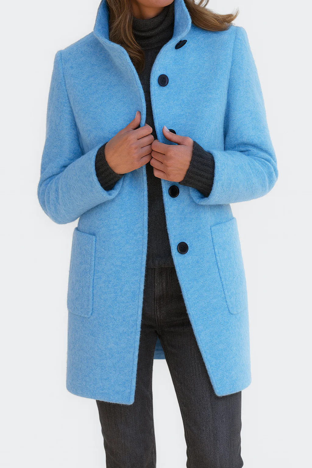 Sandrine | Manteau Élégant Laine Mi-Long