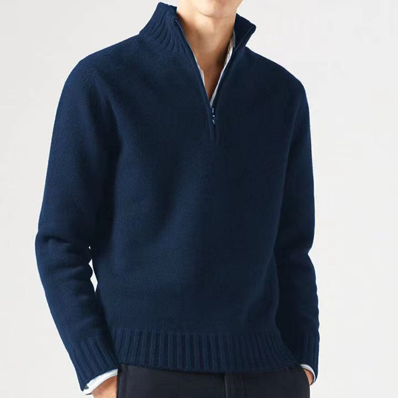 Damien - Pull Élégant Col Montant Zippé