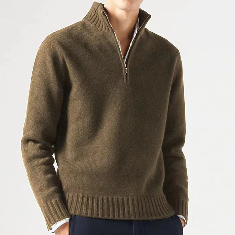 Damien - Pull Élégant Col Montant Zippé