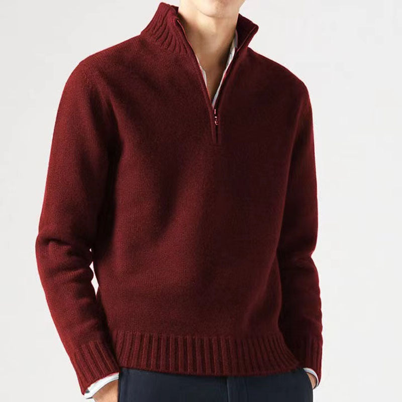 Damien - Pull Élégant Col Montant Zippé