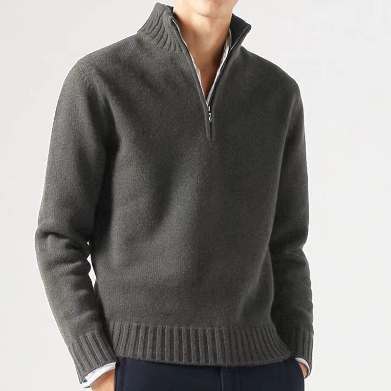 Damien - Pull Élégant Col Montant Zippé