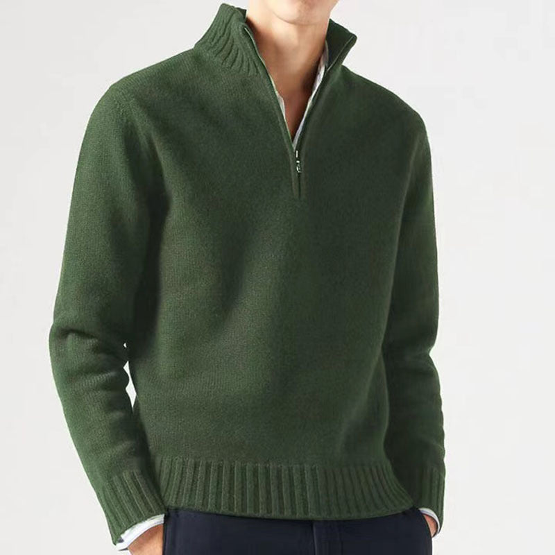 Damien - Pull Élégant Col Montant Zippé