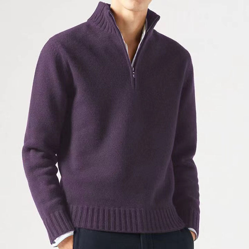 Damien - Pull Élégant Col Montant Zippé