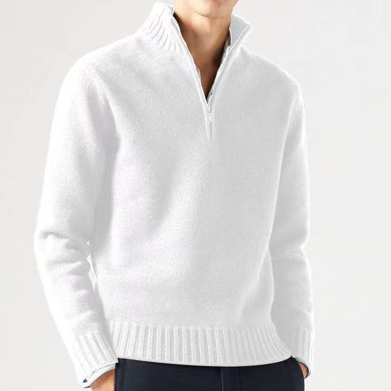 Damien - Pull Élégant Col Montant Zippé