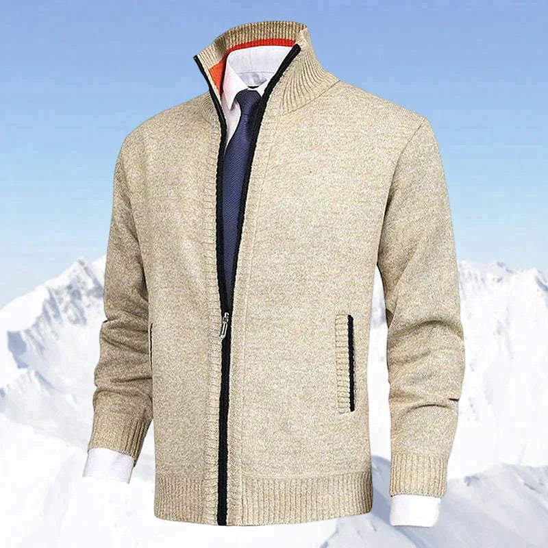 Philippe - Cardigan Élégant Zippé Col Montant