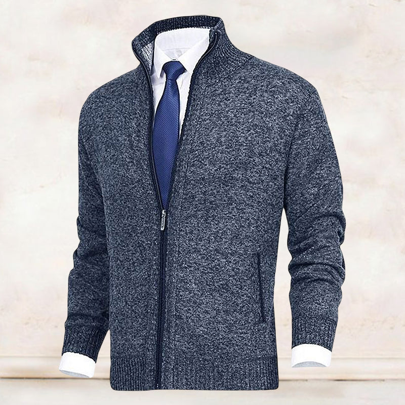 Philippe - Cardigan Élégant Zippé Col Montant