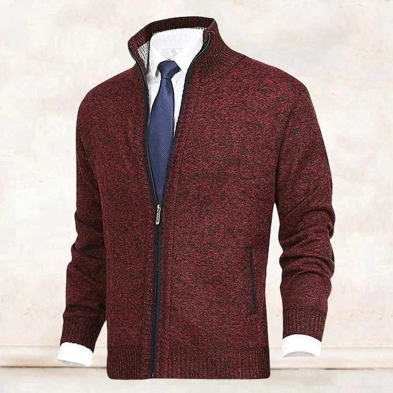 Philippe - Cardigan Élégant Zippé Col Montant