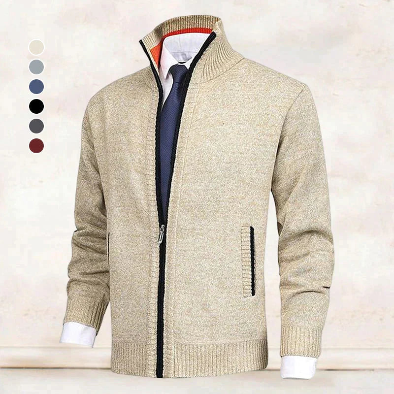 Philippe - Cardigan Élégant Zippé Col Montant