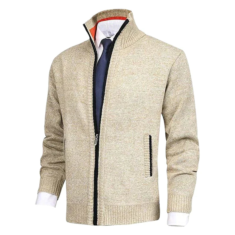 Philippe - Cardigan Élégant Zippé Col Montant