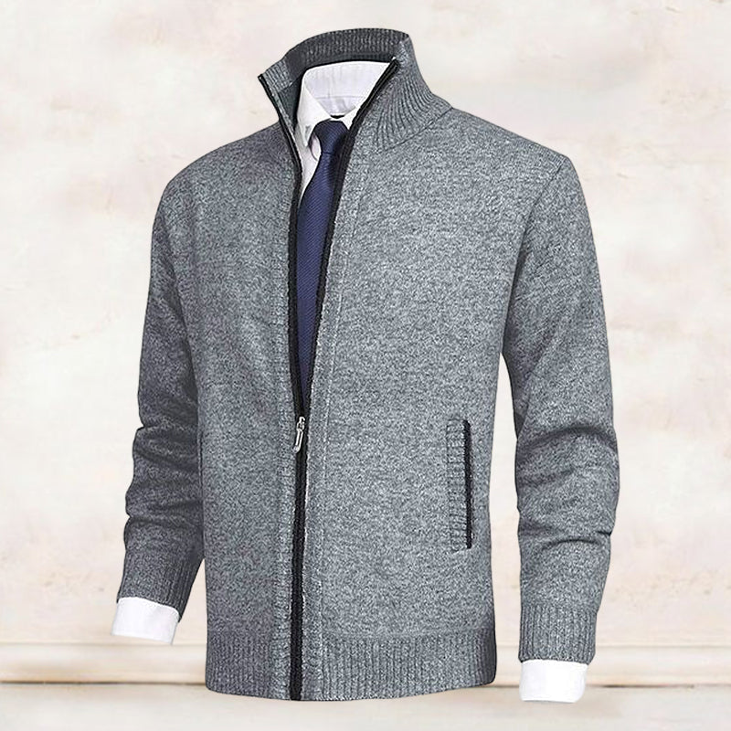 Philippe - Cardigan Élégant Zippé Col Montant