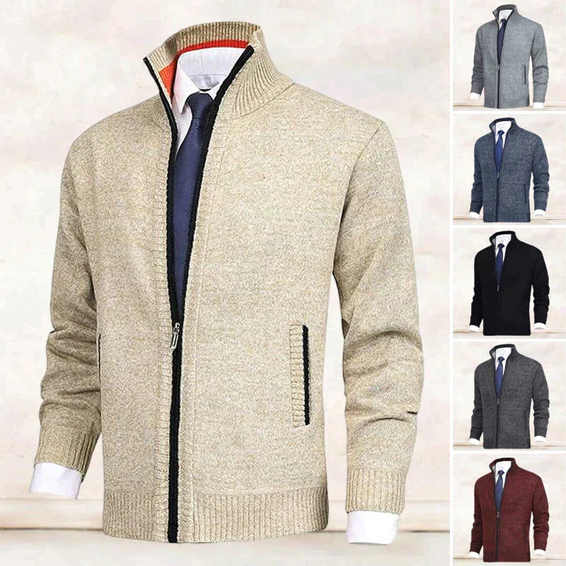Philippe - Cardigan Élégant Zippé Col Montant