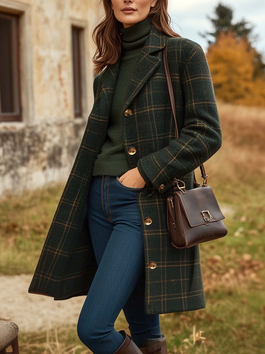 Sophie | Manteau Élégant Laine Carreaux
