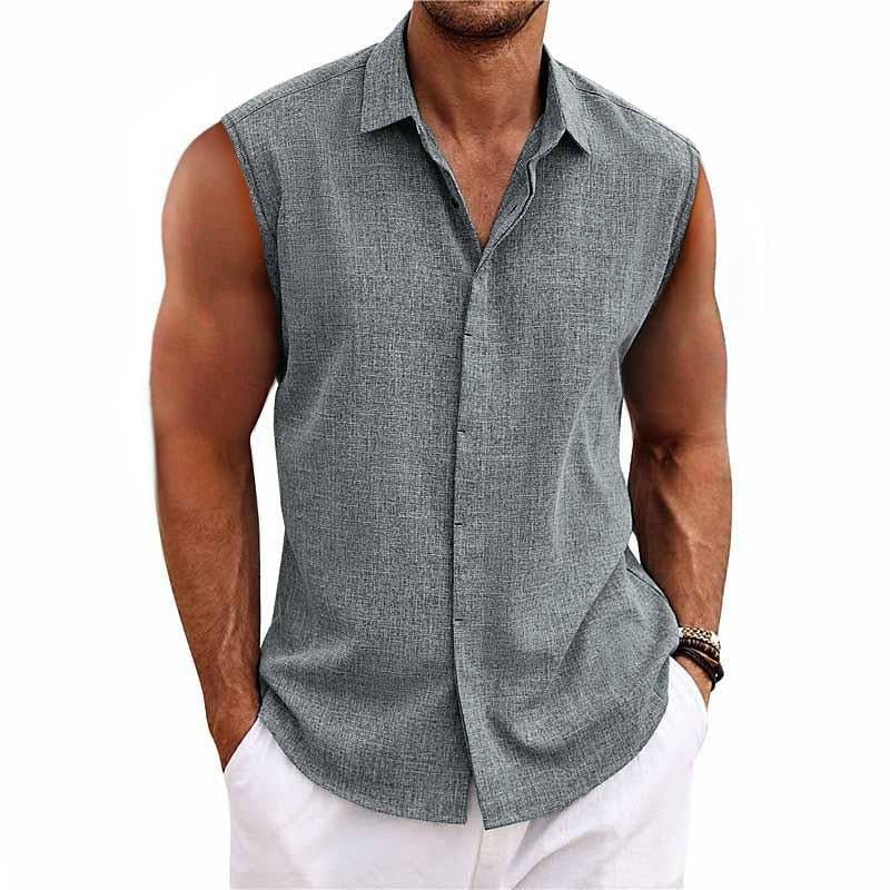 Thierry - Débardeur Chemise Lin Léger Homme