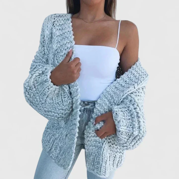 Sandrine - Cardigan Élégant Oversize Grosse Maille
