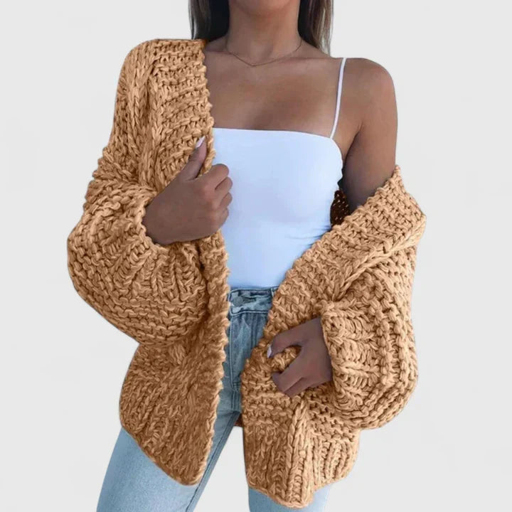 Sandrine - Cardigan Élégant Oversize Grosse Maille
