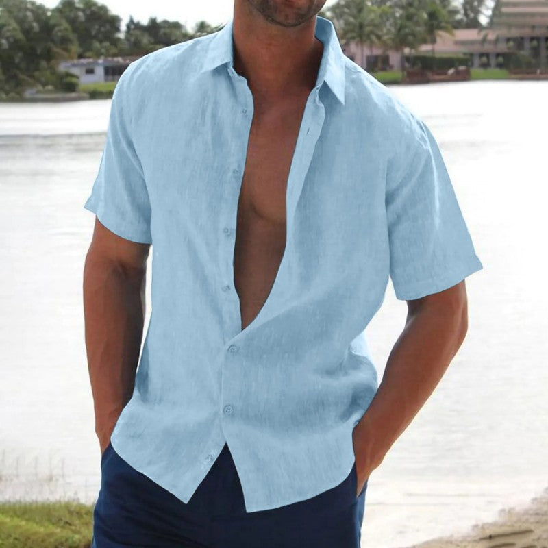 Lucas - Chemise en Lin Manches Courtes Homme