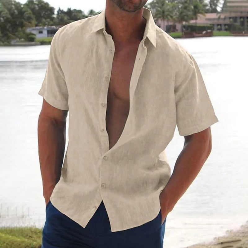 Lucas - Chemise en Lin Manches Courtes Homme