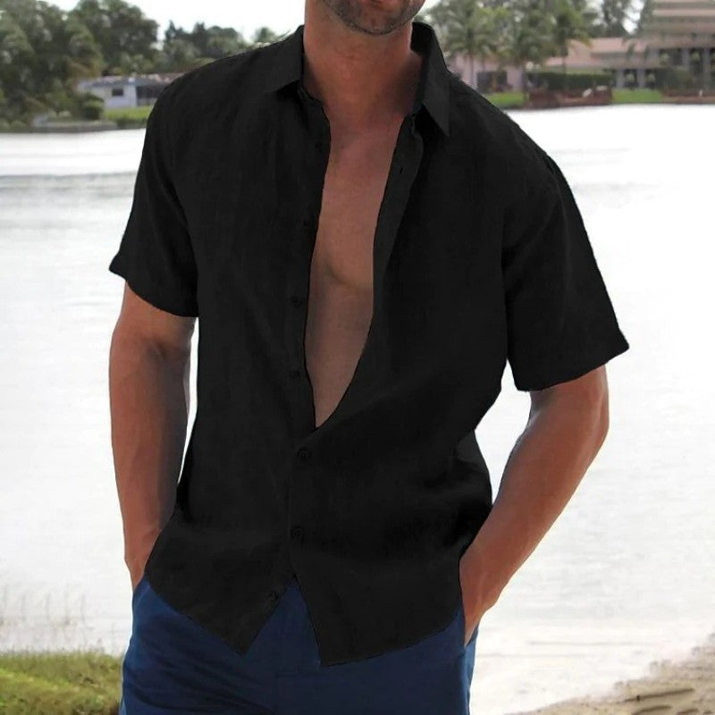Lucas - Chemise en Lin Manches Courtes Homme