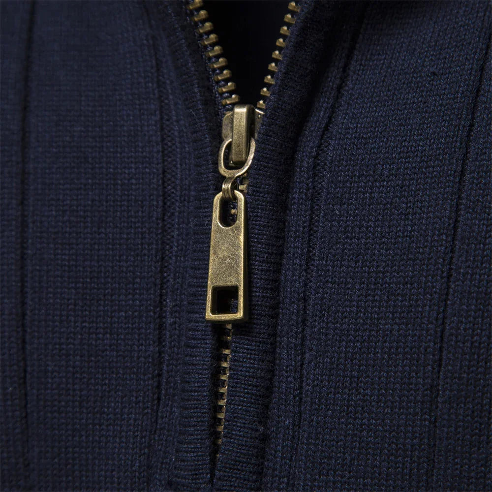 Thierry - Pull Élégant Zippé Col Montant
