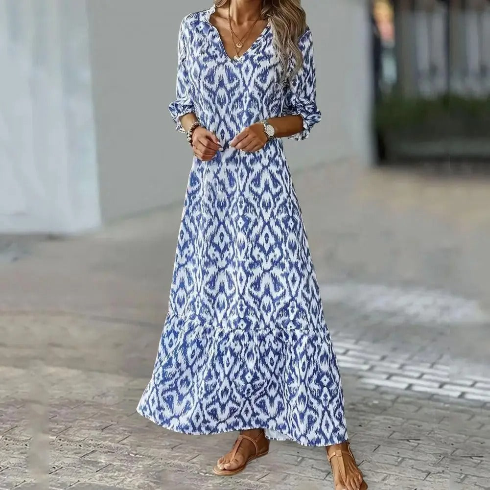Zara - Robe Longue Élégante À Imprimé Femme