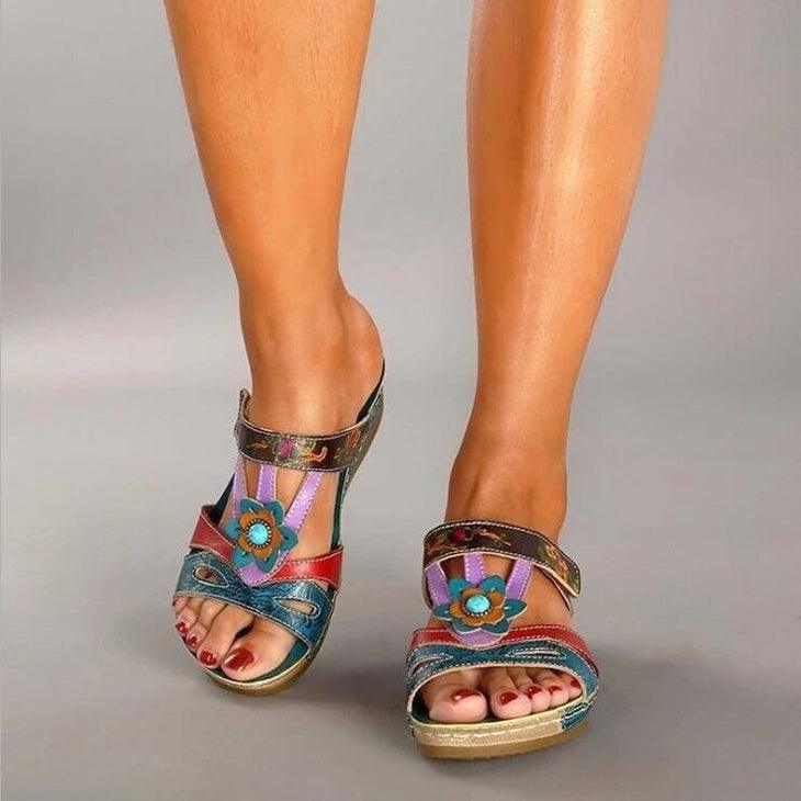Caroline - Sandales orthopédiques - Motif floral, Femme