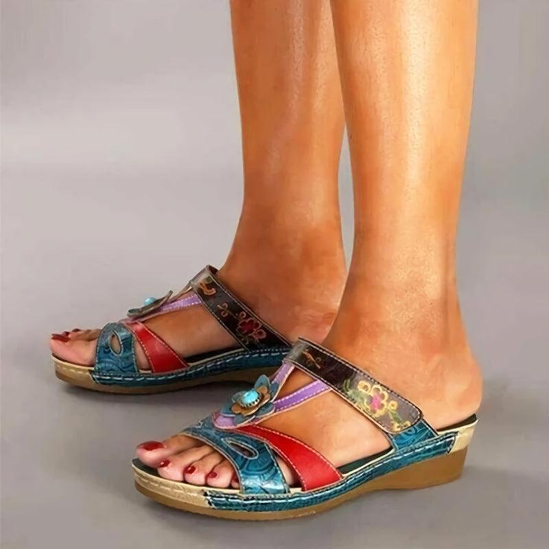 Caroline - Sandales orthopédiques - Motif floral, Femme