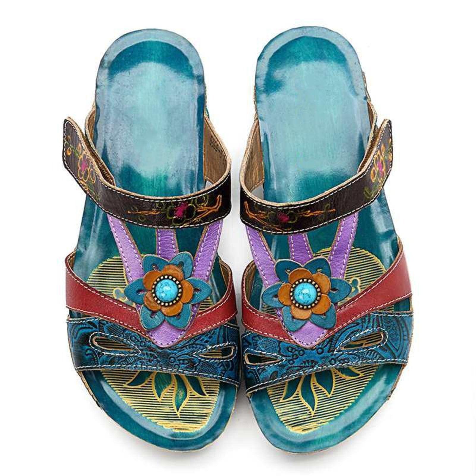 Caroline - Sandales orthopédiques - Motif floral, Femme