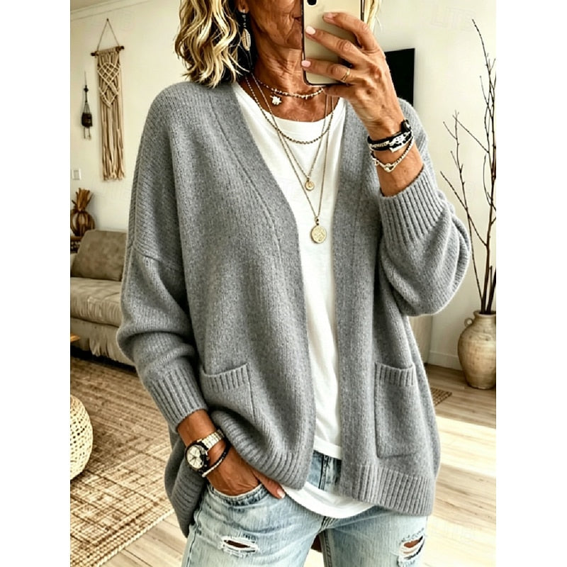 Nathalie - Cardigan Élégant Oversize à Poches