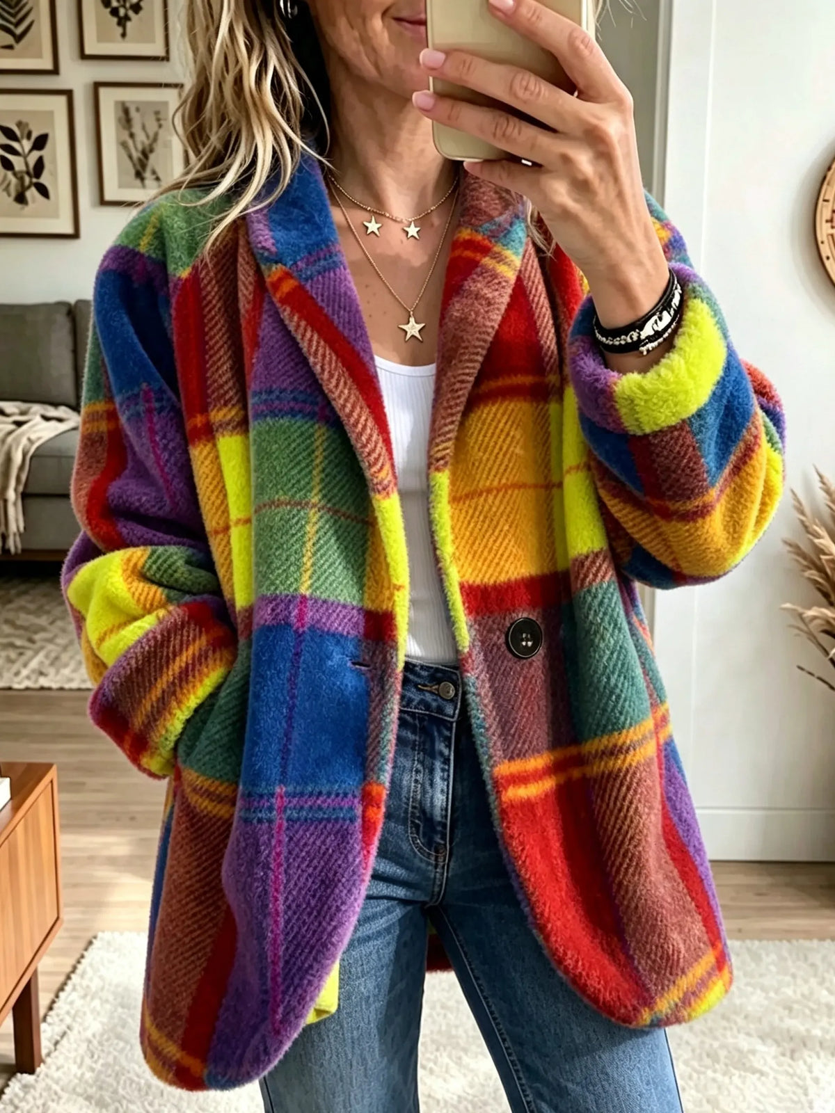 Sabine | Manteau Chic Ample Carreaux