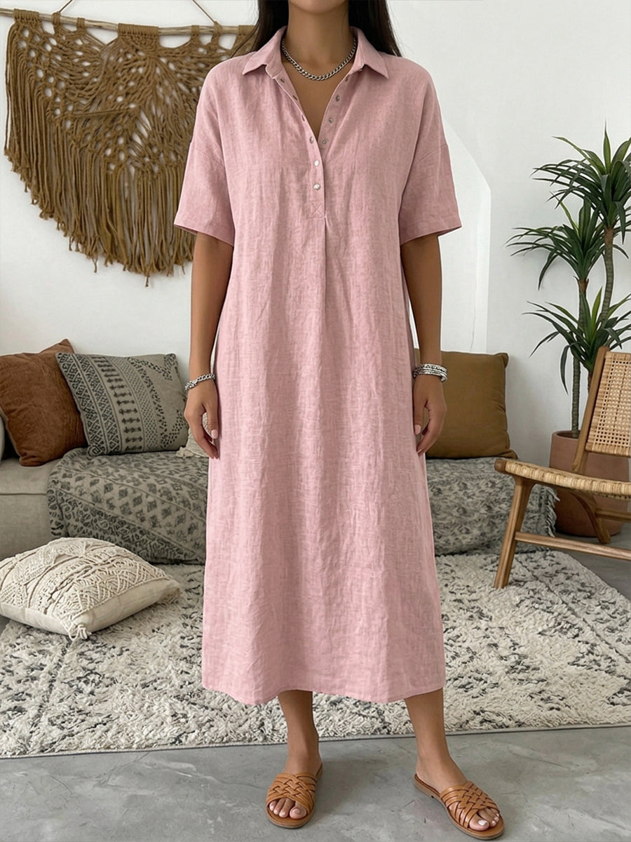 Marine - Robe Chemise Lin Longue