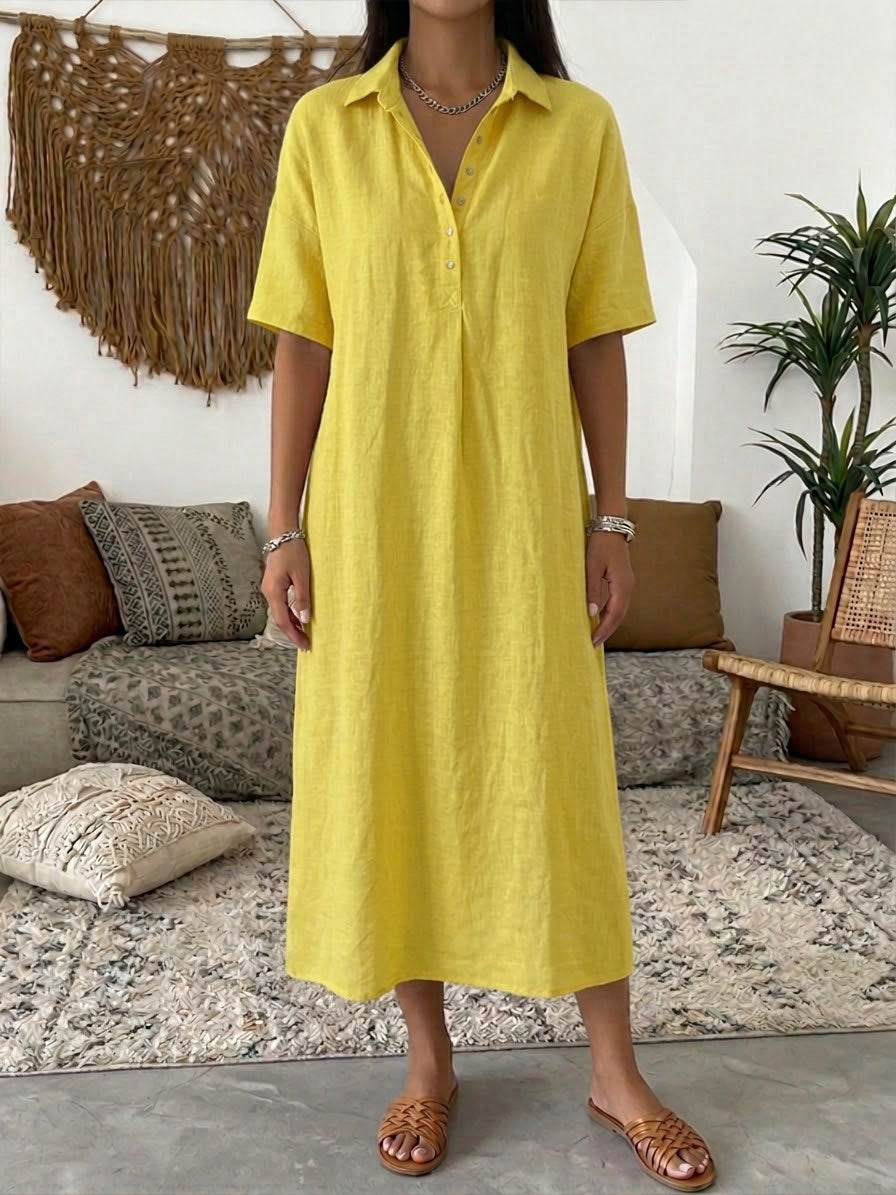Marine - Robe Chemise Lin Longue