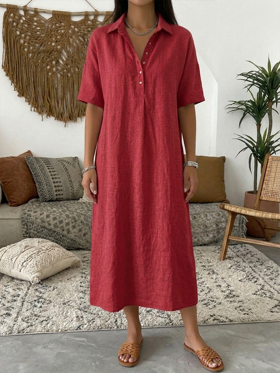 Marine - Robe Chemise Lin Longue