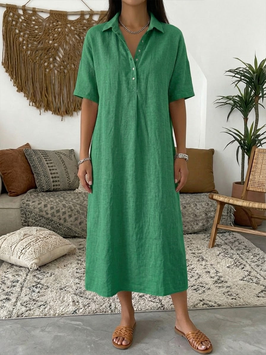 Marine - Robe Chemise Lin Longue