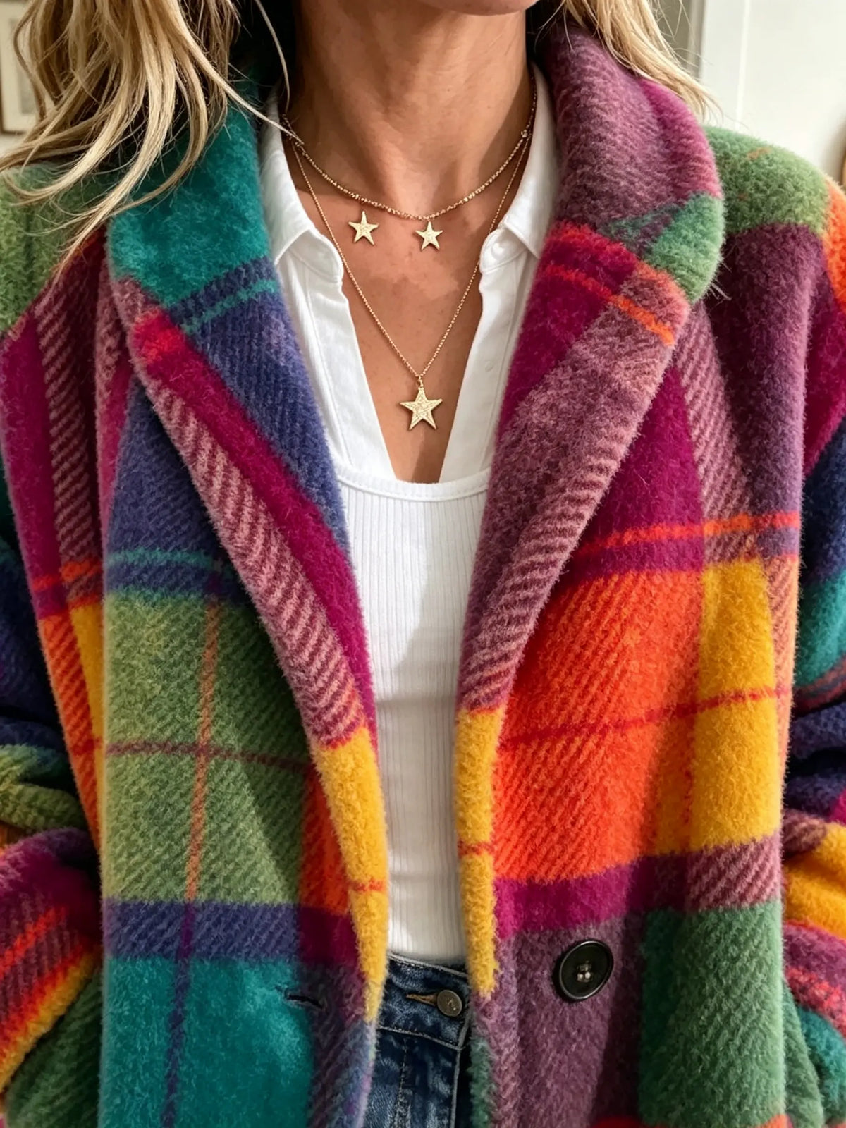 Sabine | Manteau Chic Ample Carreaux