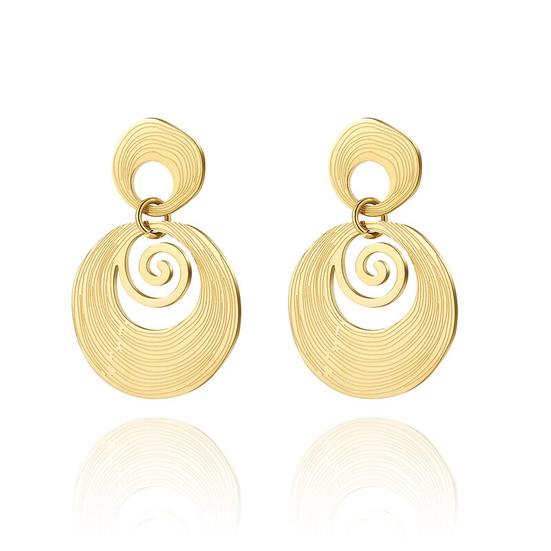 Aurora - Boucles d'oreilles rondes avec pendentif en acier inoxydable 316L