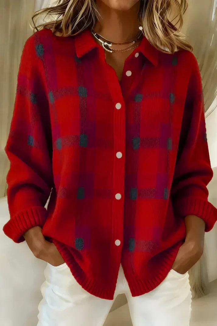 Camille - Cardigan Élégant Imprimé Boutonné