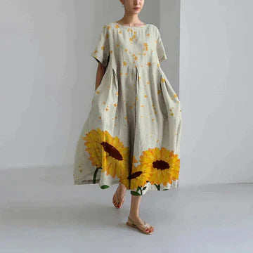 Gabrielle - Robe en coton - Respirant, Imprimé floral raffiné - Femme