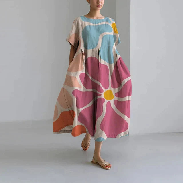 Gabrielle - Robe en coton - Respirant, Imprimé floral raffiné - Femme