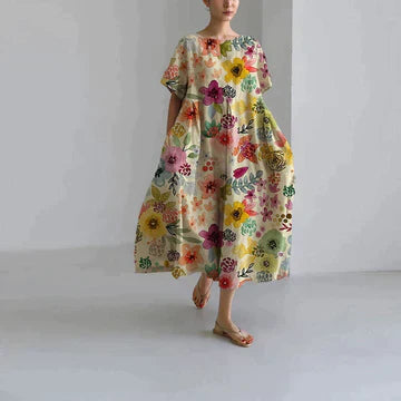 Gabrielle - Robe en coton - Respirant, Imprimé floral raffiné - Femme