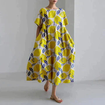 Gabrielle - Robe en coton - Respirant, Imprimé floral raffiné - Femme