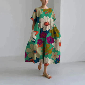 Gabrielle - Robe en coton - Respirant, Imprimé floral raffiné - Femme