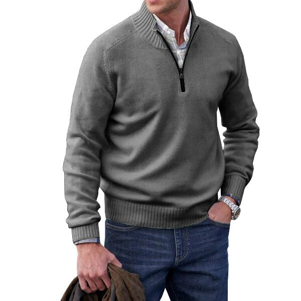 David - Pull Élégant Col Zippé Cachemire
