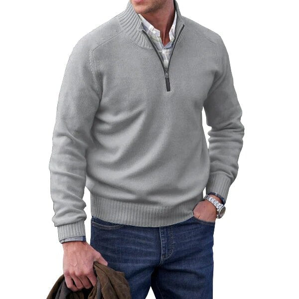 David - Pull Élégant Col Zippé Cachemire